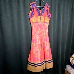 Vintage Made in India Embellished Floral/Sheer Maxi Dress- Size XL